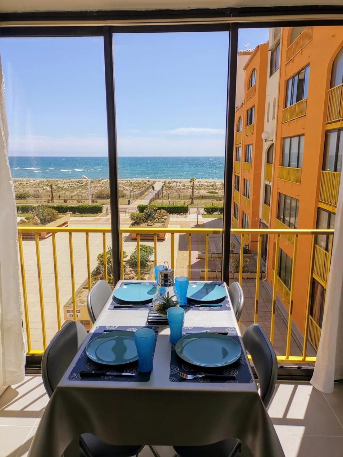 Appartement Vue Mer,Acces Direct Plage,Fibre,Clim,Parking Public Gratuit Ле-Баркарес Екстер'єр фото