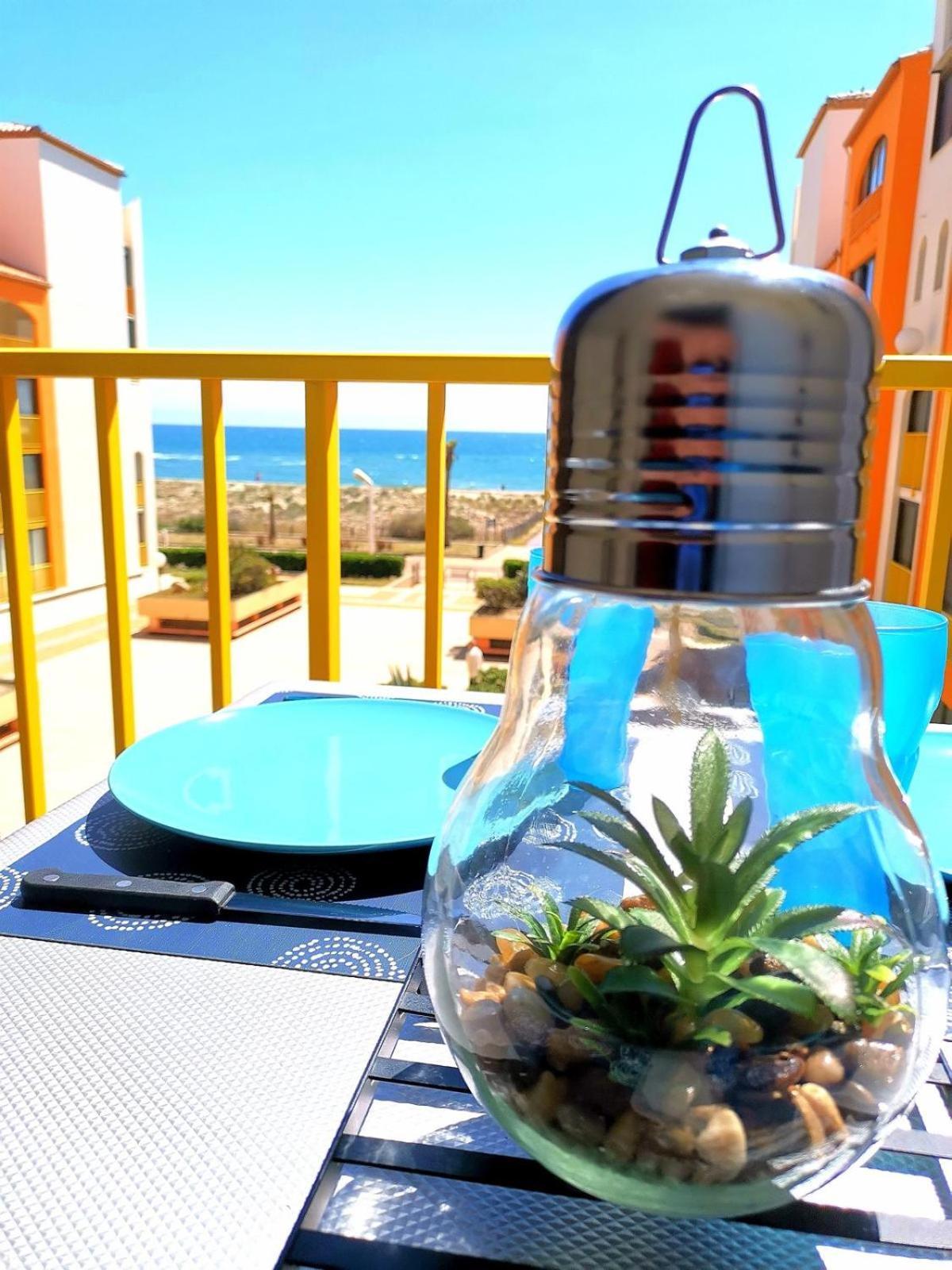 Appartement Vue Mer,Acces Direct Plage,Fibre,Clim,Parking Public Gratuit Ле-Баркарес Екстер'єр фото